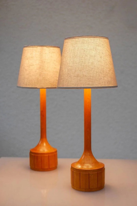 Image 1 of Scandinavian oak table lamps from Elpe, set of 2