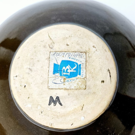 Image 1 of Mid-century Modern Art Pottery Deep Plate From 1970s | Vintage Hand-painted Ceramic Home Decor Plate From Hungary | 23.5cm 