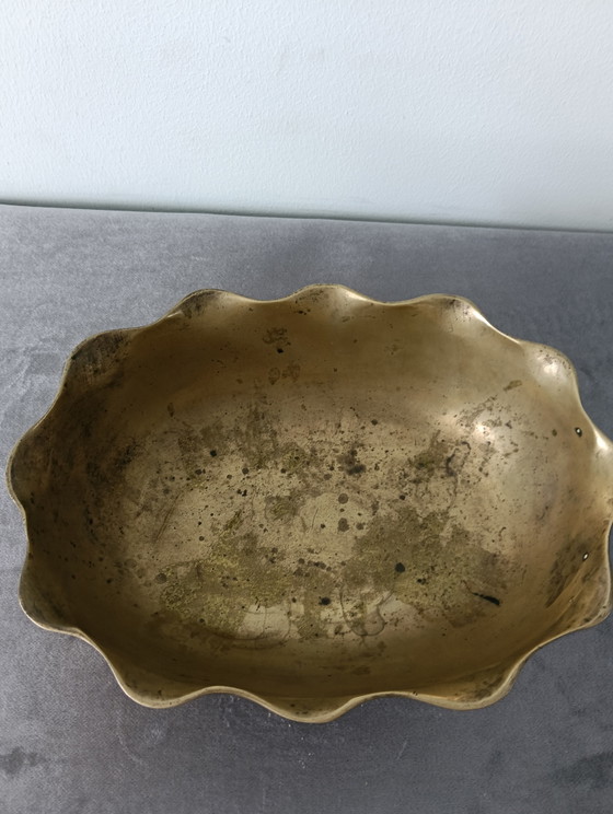Image 1 of Chinese brass bowl (1kg) with dragons and Shou symbol