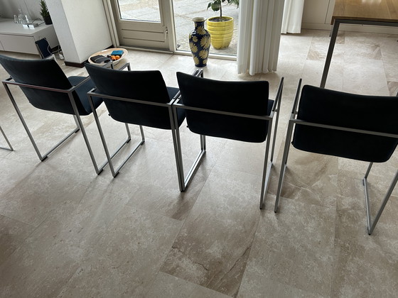 Image 1 of Eetkamerstoelen ARCO cadre parelchroom & eetkamertafel METAFORM FS