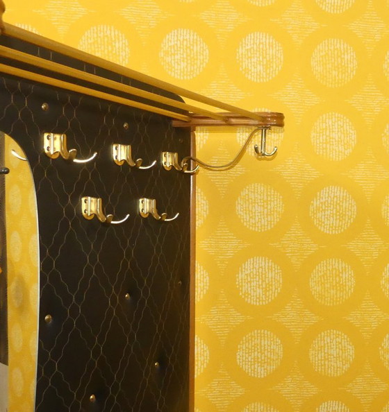 Image 1 of 50s 60s coat rack hat rack umbrella stand mirror box verralux hallway furniture black/red wall mounting mid century retro