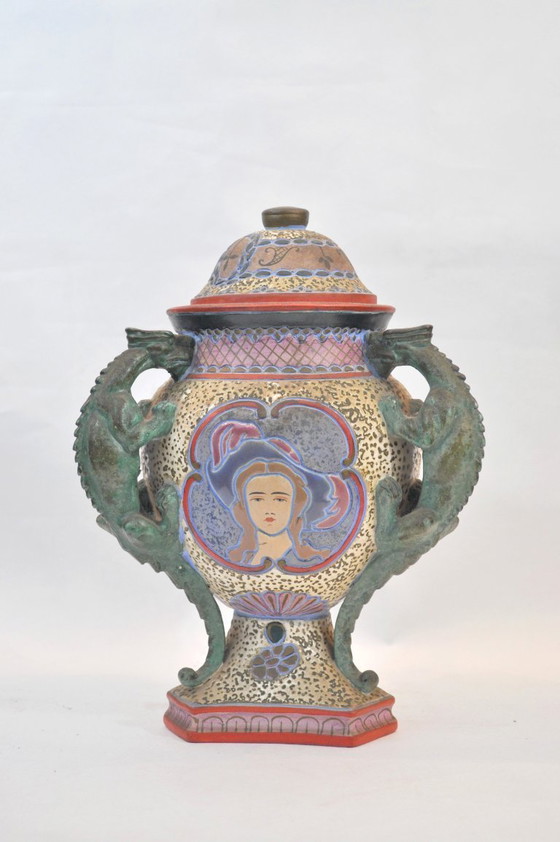 Image 1 of Vaso con coperchio e draghi - Ceramica XX secolo - (rif. 48)