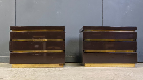 Image 1 of Vintage pair of bedside cabinets by Jean Claude Mahey, 1970s