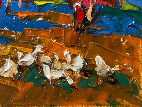 Image 1 of Original Oil Painting Fall Forest Landscape Autumn touches the field