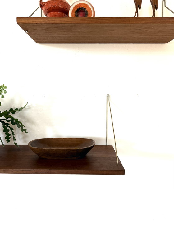 Image 1 of Ensemble de 2 panneaux muraux vintage en teck des années 60