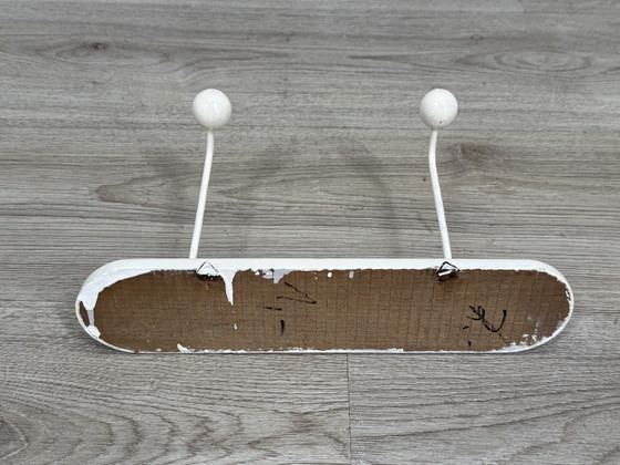 Image 1 of Mid-century white coat rack with spherical hooks