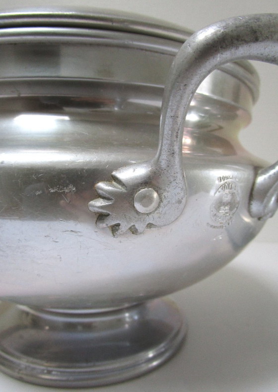 Image 1 of zwei Tournus-Suppenterrinen aus Aluminium, Mitte des 20. Jahrhunderts