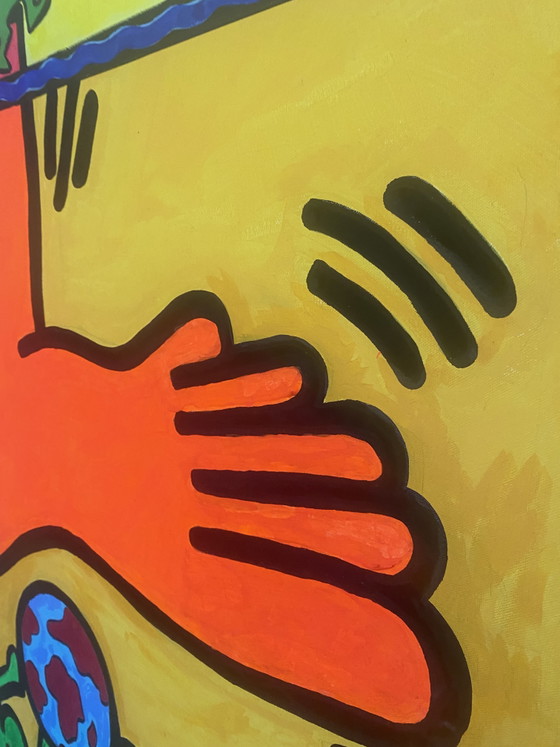 Tableau « Hommage à Haring » 140 x 115 cm – Peintures et dessins, Canvas (photo 12 of 12)
