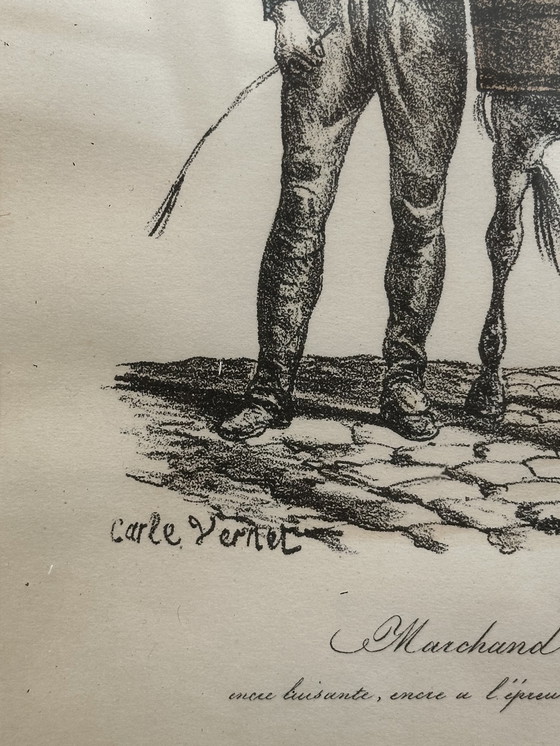 Image 1 of Carle Vernet - 2 incisioni - I mestieri di una volta - sotto cornici di legno