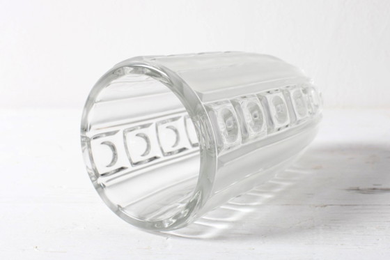 Image 1 of Vintage Clear Pressed Glass Vase / Bohemia Glass / 1950s