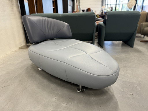 Poltrona Chaise Longue Leolux Kikko in pelle blu