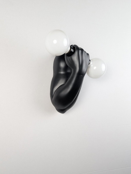 Image 1 of Applique murale en céramique noire J.C. Peiré, bras sculptural, années 1980