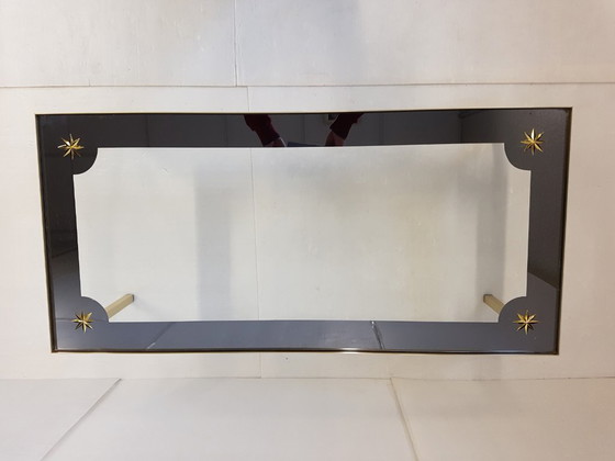 Image 1 of TABLE BASSE VINTAGE ALUMINIUM DORE & VERRE ETOILE 1960 ANNEES 60 60'S 60S