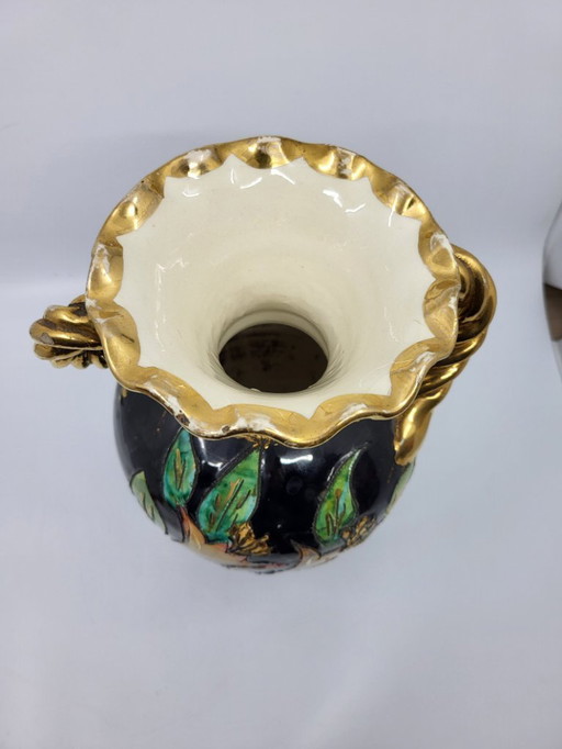 Vase Vallauris RM décor à l'or fin France Côte-d'Azur 1950