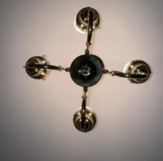 Image 1 of Lámpara de araña Williamsburgh de latón pulido de 4 luces (x2)