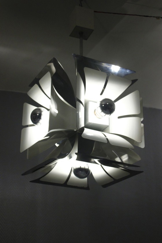 Image 1 of Zonca Illuminazione - Imposant lustre Space Age chromé design Italien 1970s