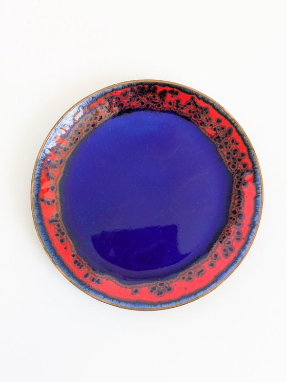 Ensemble de six sous-verres vintage en émail sur cuivre, style années 50 – Accessoires de table, Copper (photo 10 of 16)