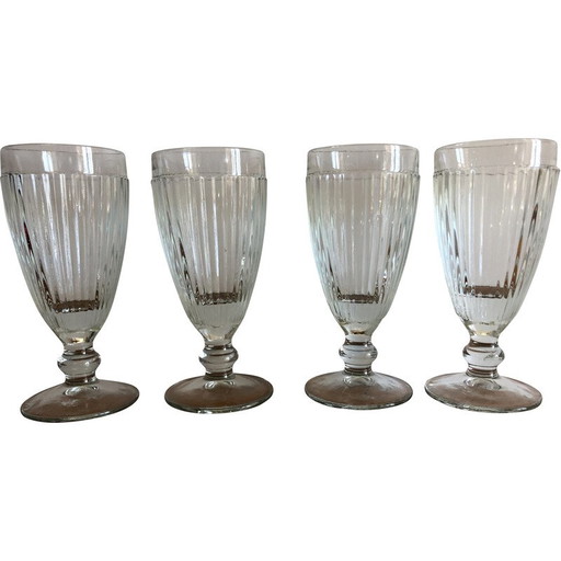 Ensemble de 4 coupes à glace en verre moulé bistro vintage
