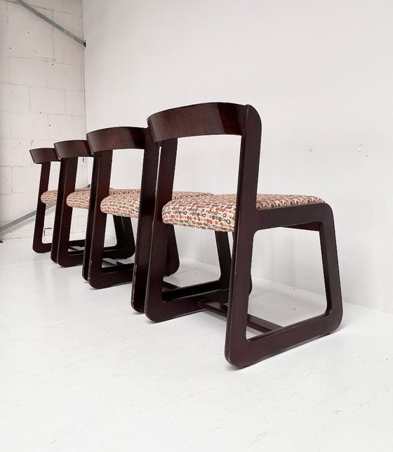 Image 1 of Set di 4 sedie Willy Rizzo rivestite, anni '60