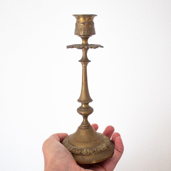 Antique French Brass Candlesticks, Late 19th Century – Candle holders (photo 8 of 8)