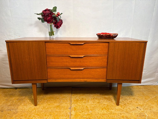 Mid-Century Retro Vintage Teak Small Sideboard by Austinsuite 1960s  Hidden Handles • Danish Design Influence • Timeless British