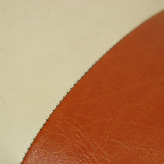 Image 1 of Round Vintage Pouf Skai Orange Cream