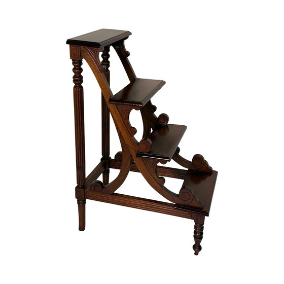 Image 1 of Antique Library stairs / steps - Hardwood - Regency style - XL / four steps