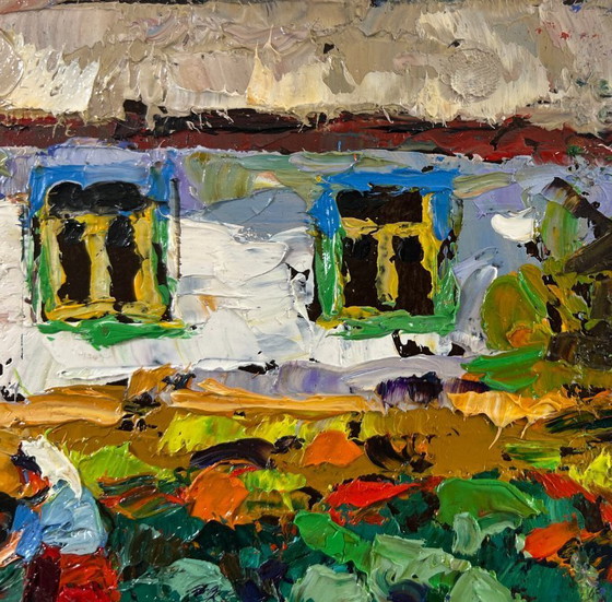 Image 1 of Original Oil Painting Summer Village Landscape The beds smell like home