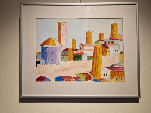 Peinture acrylique San Gimignano