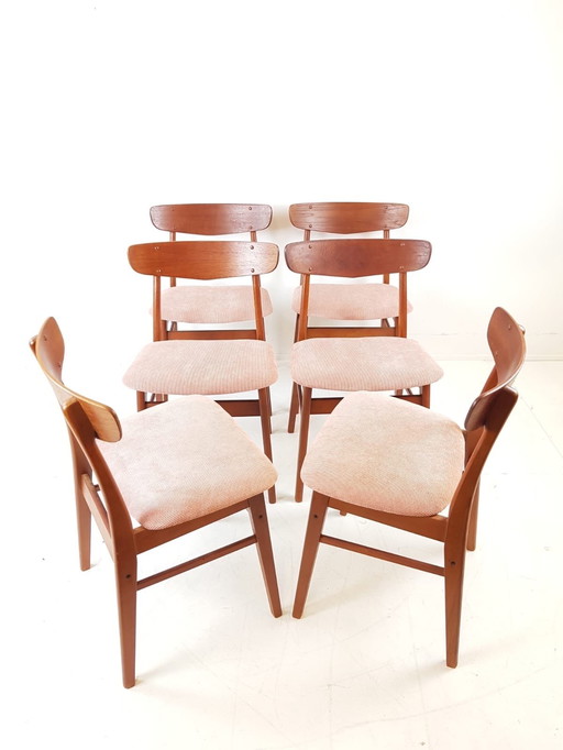 6 sedie da tavolo danesi farstrup nuove imbottite rosa