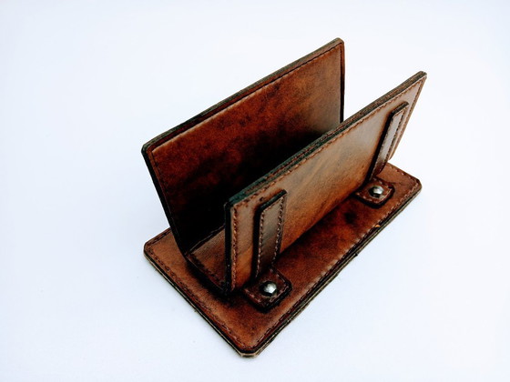 Image 1 of Vintage Leren Brievenhouder Bartelts Rotterdam
