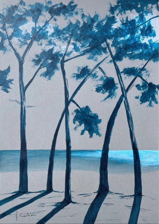 Inchiostro su carta colorata da 250 g. Dimensioni 30x21 cm.