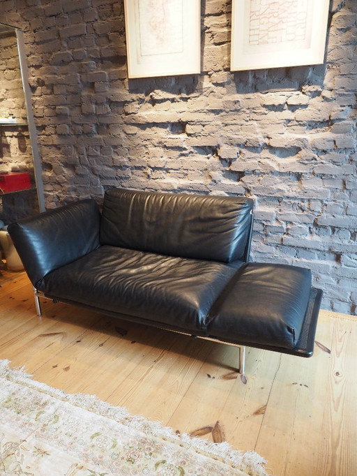 Dema Rataplan leren bank, zwart, tweezits, 150 cm