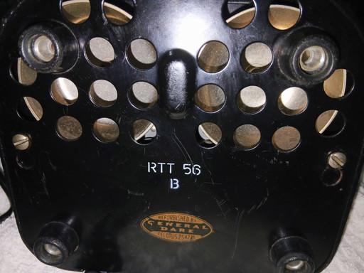 Téléphone à cadran rotatif vintage en bakélite noire RTT 56 par ATEA Anvers - Entièrement fonctionnel et en parfait état