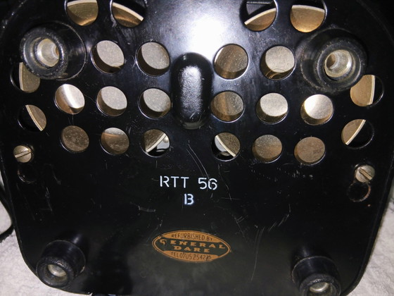 Image 1 of Téléphone à cadran rotatif vintage en bakélite noire RTT 56 par ATEA Anvers - Entièrement fonctionnel et en parfait état
