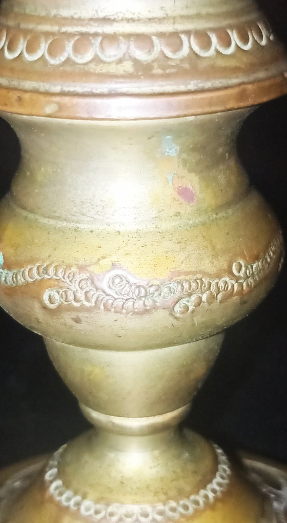 Image 1 of candelabro Bezalel Jerusalem unico - bronzo multitono - Boris Schatz (ca 1920)