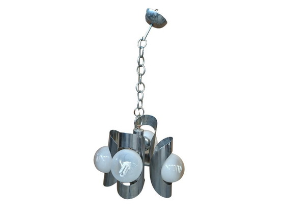 Image 1 of Iconic 1970s Vintage Chandelier – Space Age Design in Chrome Iron