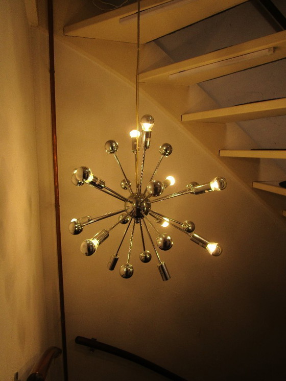Image 1 of Sputniklamp Spoetniklamp Vintage Space Age 12 reflector lampjes.