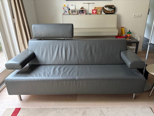 Canapé 2,5 places Cloak en cuir, modèle PACIFIC avec appui-tête, couleur anthracite