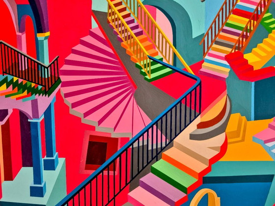 Stairway to nowhere - Franklin van Dam – Paintings & Drawings, Mdf, Wood (photo 4 of 6)