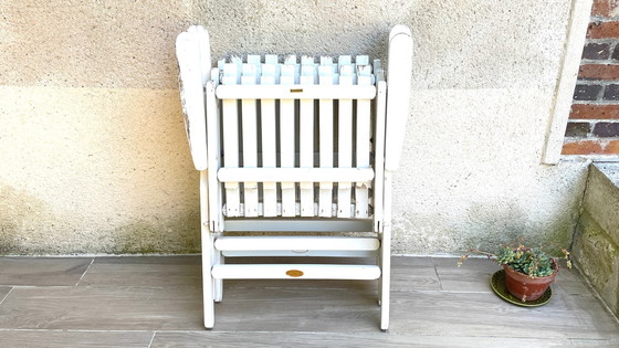 Image 1 of Vintage Wood Folding Garden Armchair by R.Gleizes France