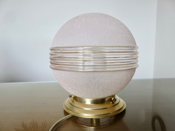 Lámpara de techo de cristal rosa esmerilado con detalles dorados, Francia, 1950. – Plafones, Glass (photo 6 of 12)