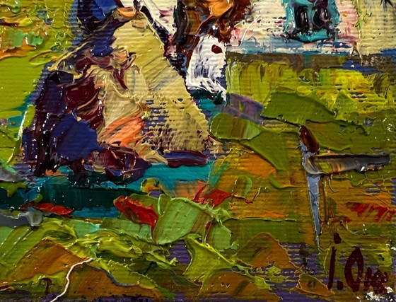 Original Oil Painting Rural Life Landscape Summer Day In The Village – Paintings & Drawings, Canvas (photo 5 of 8)