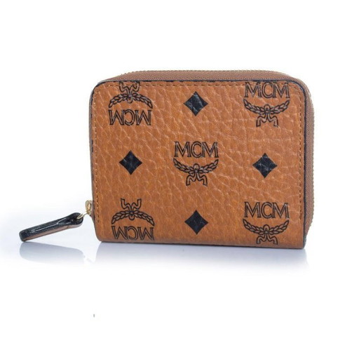 MCM, brown zip around wallet in monogram