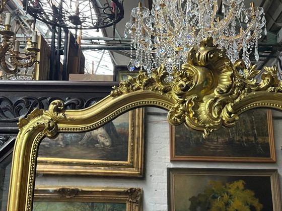 Miroir hauteur 214 cm, cheminée style Louis XV., Bois (photo 5 sur 17)
