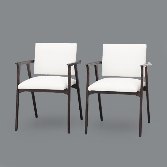 Image 1 of Coppia di poltrone con braccioli in legno, anni '50