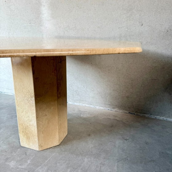Image 1 of Mid-century Travertine octagonal dining table Italian design