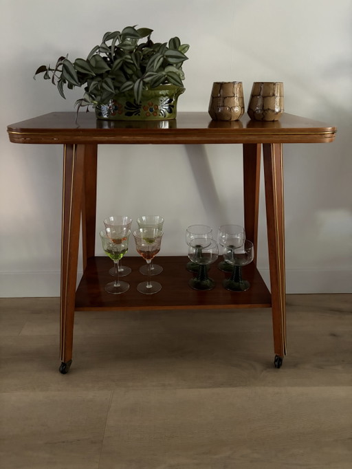 Verrijdbaar Serveerwagen Jaren 50/60 – Metal, Wood