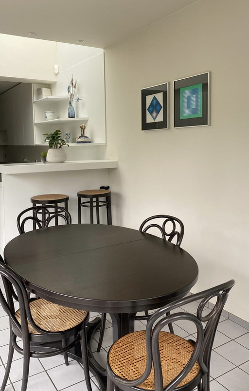 Set da pranzo originale Thonet: tavolo ovale + 6 sedie modello 19 (marcato 1987) – espandibile con 2 (photo 2 of 15)