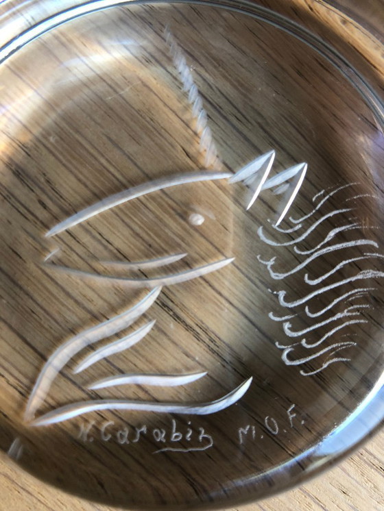 Image 1 of Briefbeschwerer aus Glas, signiert N. Carabin MOF